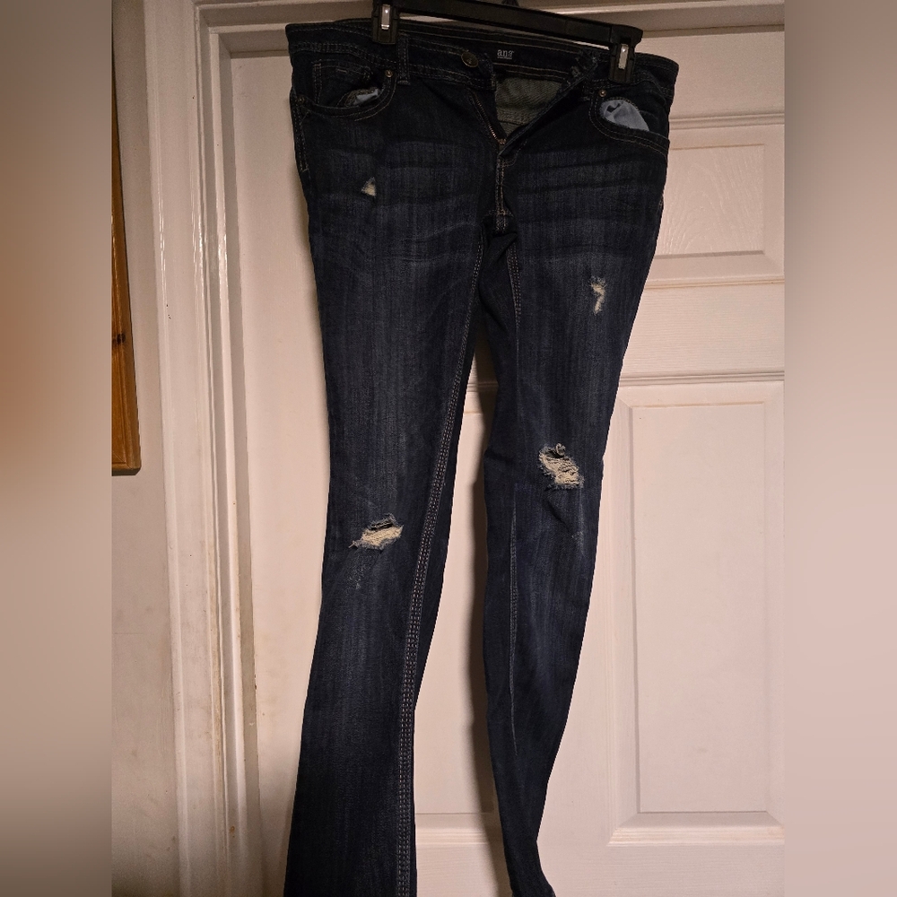 a.n.a Distressed Dark Blue Skinny Jeans